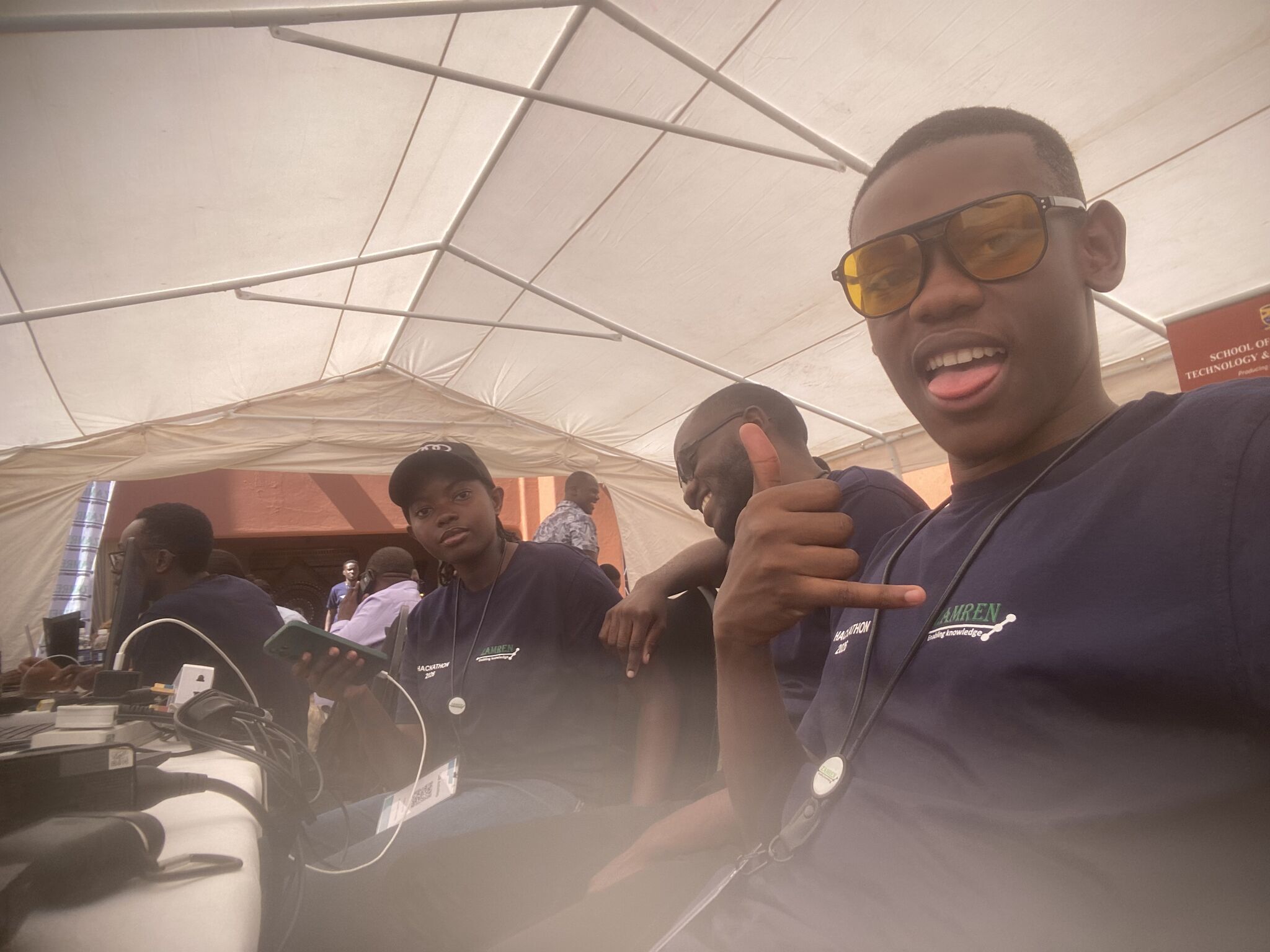 Hamusonde Muntanga with his team at the ZAMREN Hackathon 2026